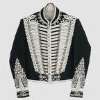 Wool Men's Black Napoleonic Hussar Jacket Uniform Military Style Tunic Pelisse Jimmy Hendrix Jacket