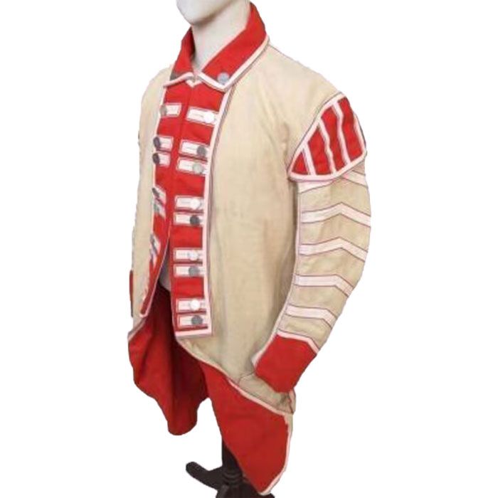 New Musician's Coat Revolutionary War Men's Off White With Red Facing