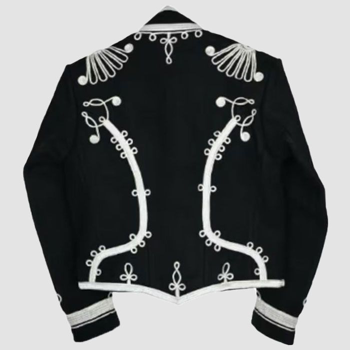 Wool Men's Black Napoleonic Hussar Jacket Uniform Military Style Tunic Pelisse Jimmy Hendrix Jacket