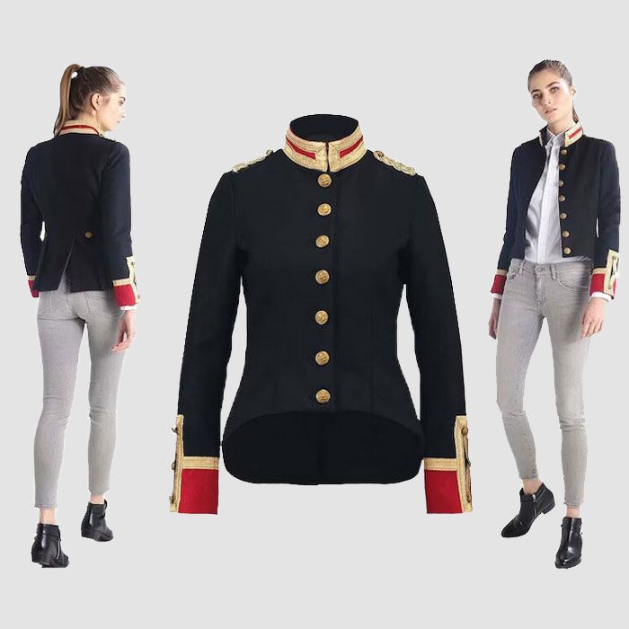 Dark Blue Wool Military Jacket Women Commander Officer