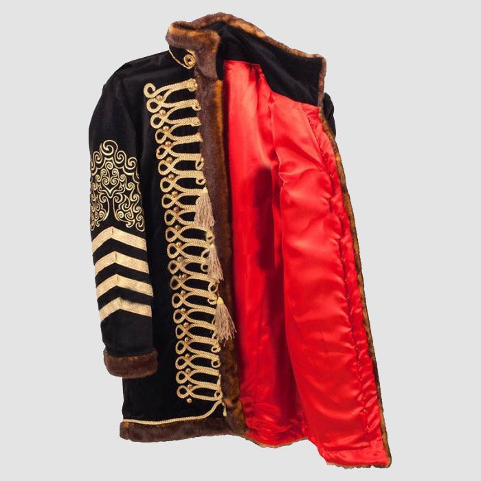 Jimi Hendrix Costume Men Jacket Black Fur