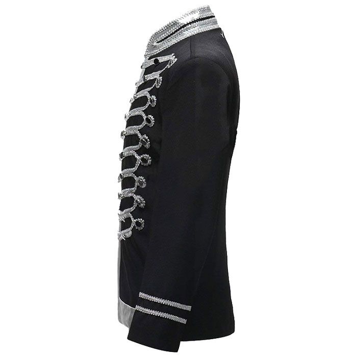 Men Black Suits Notched Lapel Wedding Party Cotton Dinner Vintage Jacket