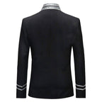 Men Black Suits Notched Lapel Wedding Party Cotton Dinner Vintage Jacket