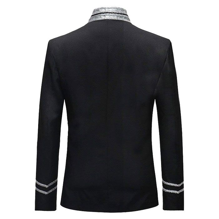 Men Black Suits Notched Lapel Wedding Party Cotton Dinner Vintage Jacket
