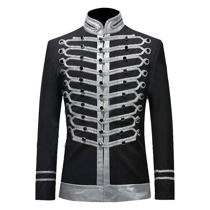 Men Black Suits Notched Lapel Wedding Party Cotton Dinner Vintage Jacket