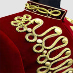 Men Braided Red Velvet Jacket Military Gold Braided Jacket Hussar