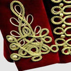 Men Braided Red Velvet Jacket Military Gold Braided Jacket Hussar
