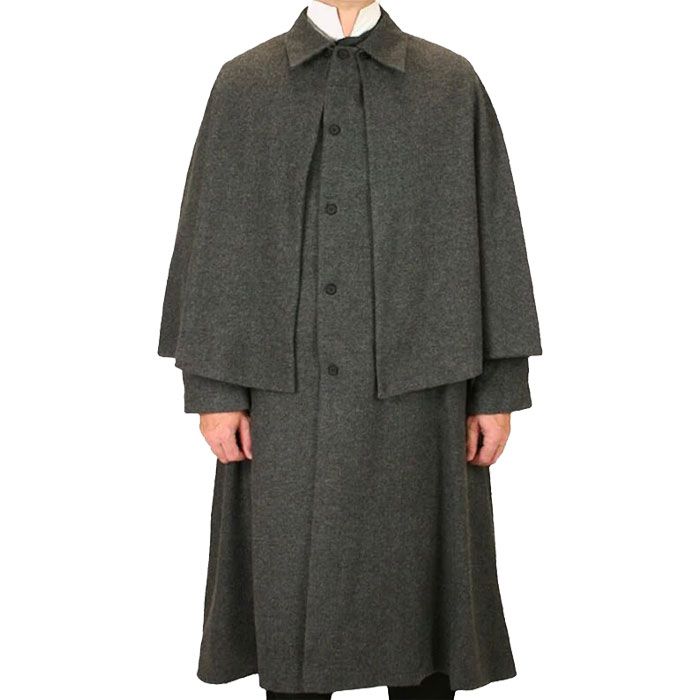 Mens Inverness Cape Gray Wool