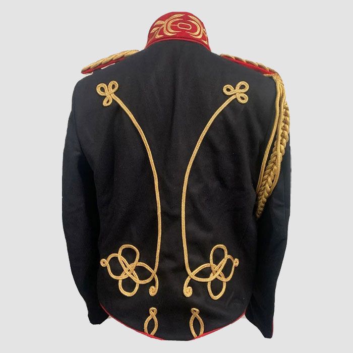 Mens Black Military Jacket Steampunk Gold Braiding Ensemble Epaulette