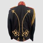 Mens Black Military Jacket Steampunk Gold Braiding Ensemble Epaulette
