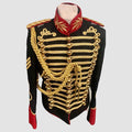 Mens Black Military Jacket Steampunk Gold Braiding Ensemble Epaulette