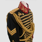 Mens Black Military Jacket Steampunk Gold Braiding Ensemble Epaulette