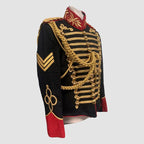Mens Black Military Jacket Steampunk Gold Braiding Ensemble Epaulette