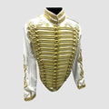 Mens Military Style Hussar White Jacket With Gold Braid