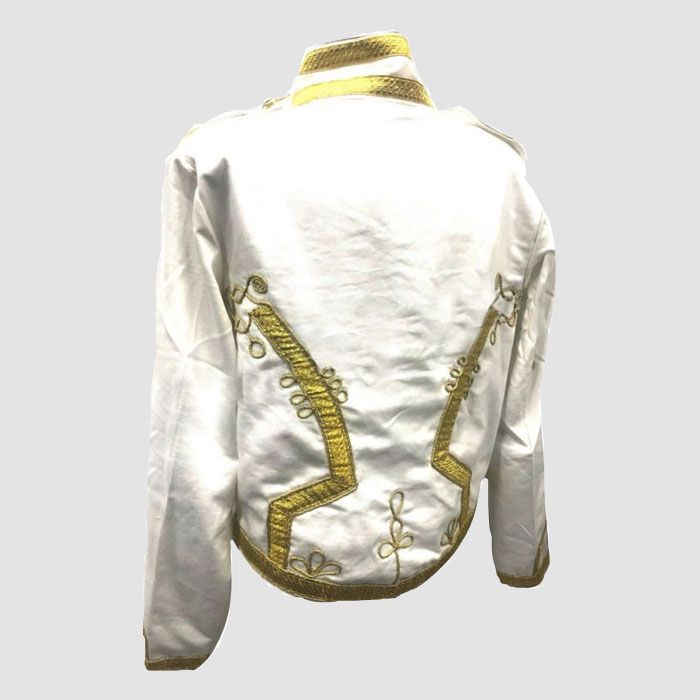 Mens Military Style Hussar White Jacket With Gold Braid