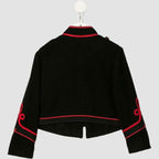 Luxury Black Women Military Wool Jacket Red Embroidery