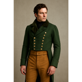 New Men Double Breast Green 1950th Metropolitan Regency Wool Tailcoat