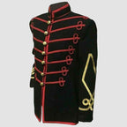 New Musical Paris Cemetery Tunic Black Red Braid Men Wool Hendrix Coat