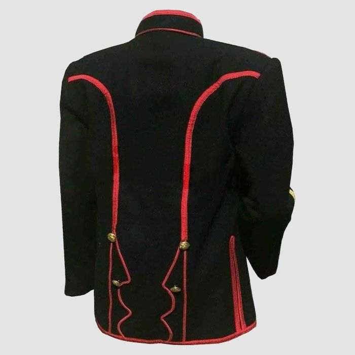 New Musical Paris Cemetery Tunic Black Red Braid Men Wool Hendrix Coat