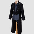 Men Black Admiral Black Gothic Highwayman Coat Military Gothic Wool Coat