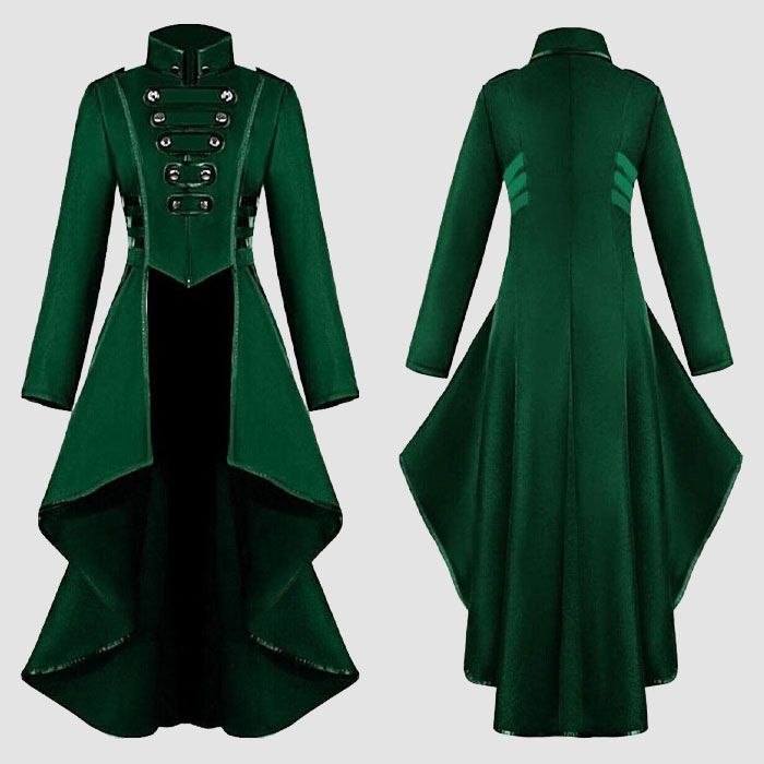 Women Gothic Steampunk Button Corset Costume Coat Tailcoat Jacket Overcoat