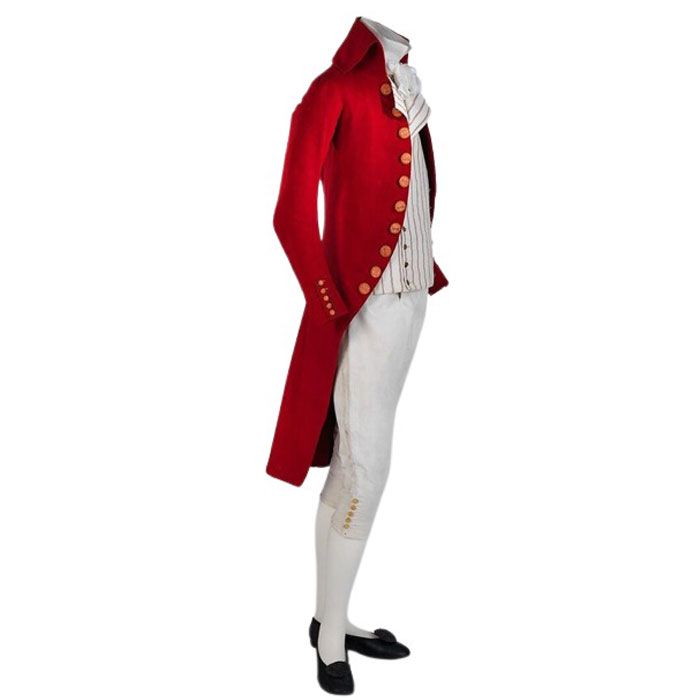 New Costume Georgian Frock Coat British Men Red Wool Regency Tailcoat