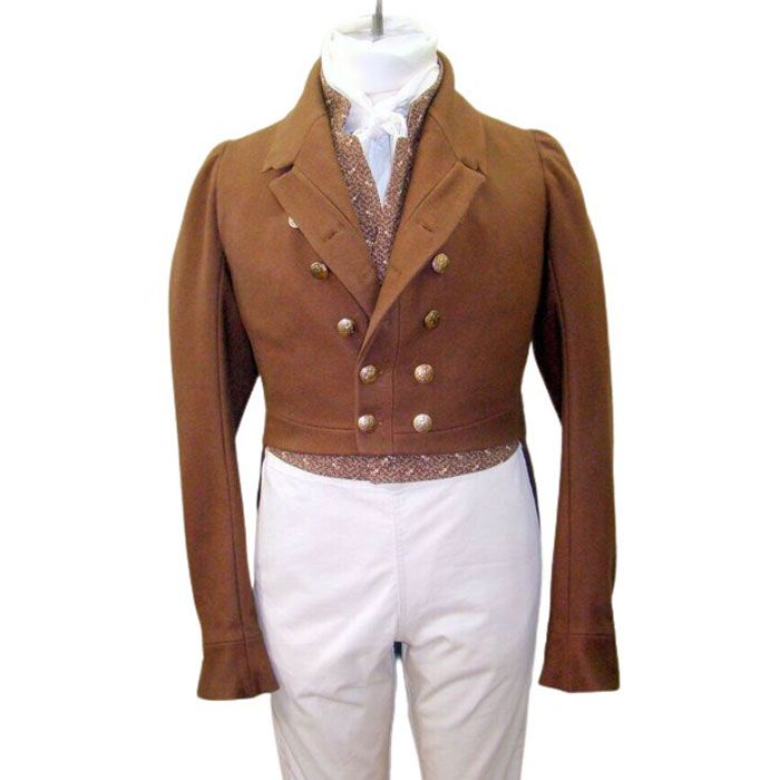 1810-1830 Regency Brown Wool Custom Made Tail Coat