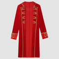 Mens Halloween Pirate Captain Cosplay Costume Lapel Gold Trims Tailcoat Jacket