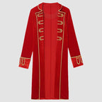 Mens Halloween Pirate Captain Cosplay Costume Lapel Gold Trims Tailcoat Jacket