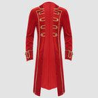 Mens Halloween Pirate Captain Cosplay Costume Lapel Gold Trims Tailcoat Jacket