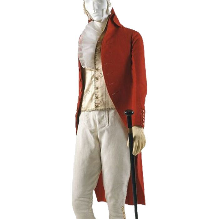 New Costume Georgian Frock Coat British Men Red Wool Regency Tailcoat
