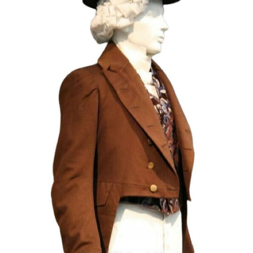 1810-1830 Regency Brown Wool Custom Made Tail Coat