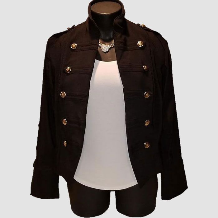 Black Womens Military Style Jacket Alycimikay