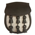 Semi Dress Sporran with Black Leather Flap and Plaited Tasse