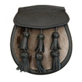 Semi Dress Sporran with Black Leather Flap and Plaited Tassel