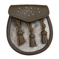 Semi Dress Sporran with Celtic Brown Leather Flap and 3 Plaited Tassels