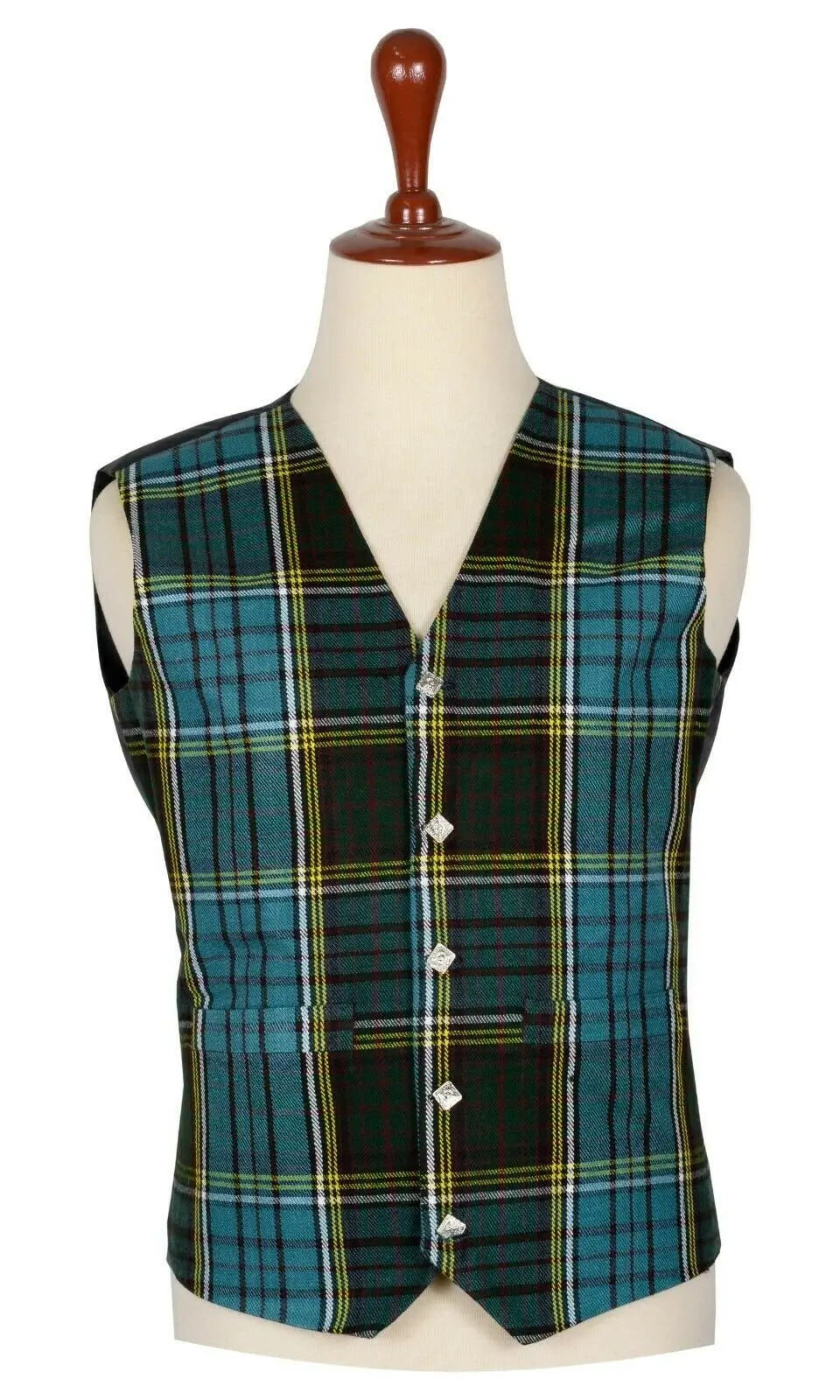 Traditional Scottish Anderson 5 Buttons Tartan Waistcoat