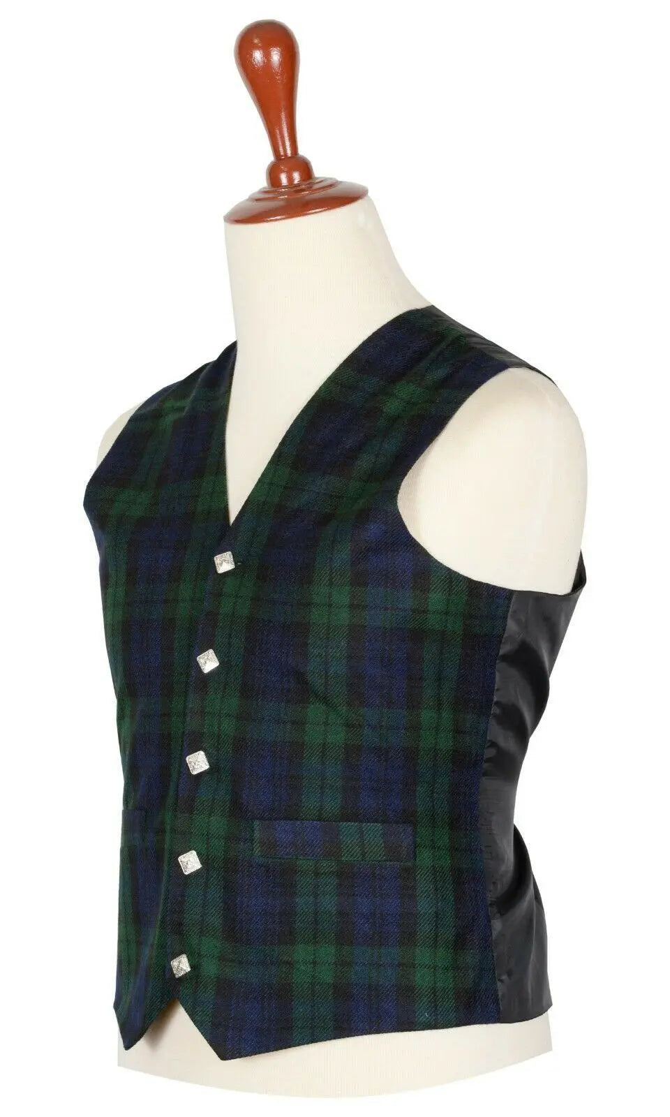 Traditional Scottish Black Watch 5 Buttons Tartan Waistcoat