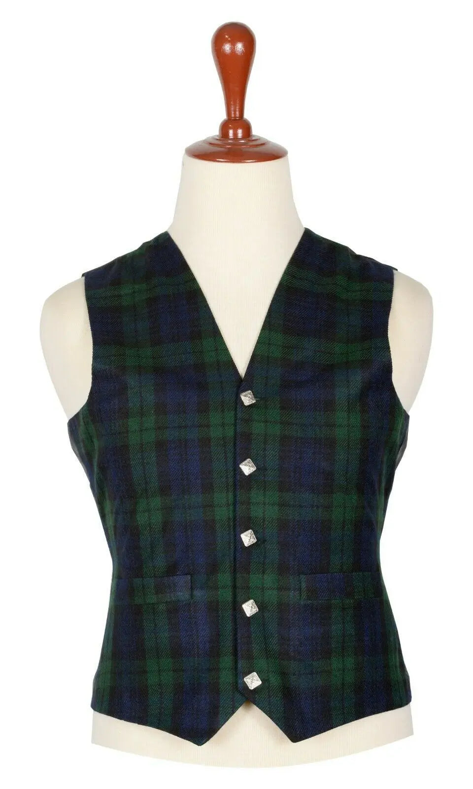 Traditional Scottish Black Watch 5 Buttons Tartan Waistcoat