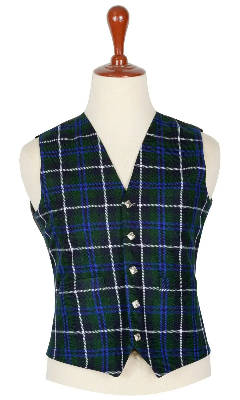 Traditional Scottish Blue Douglas 5 Buttons Tartan Waistcoat