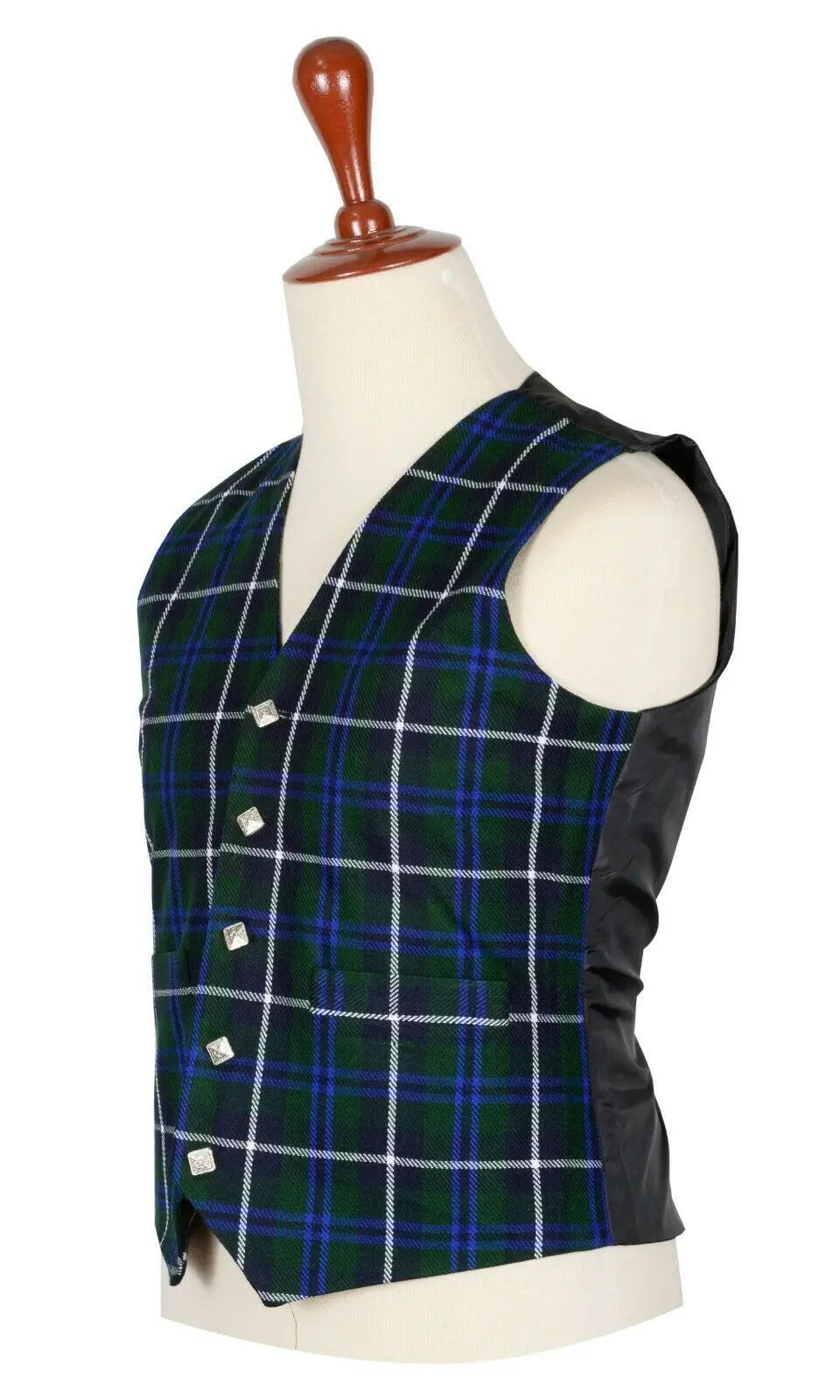 Traditional Scottish Blue Douglas 5 Buttons Tartan Waistcoat