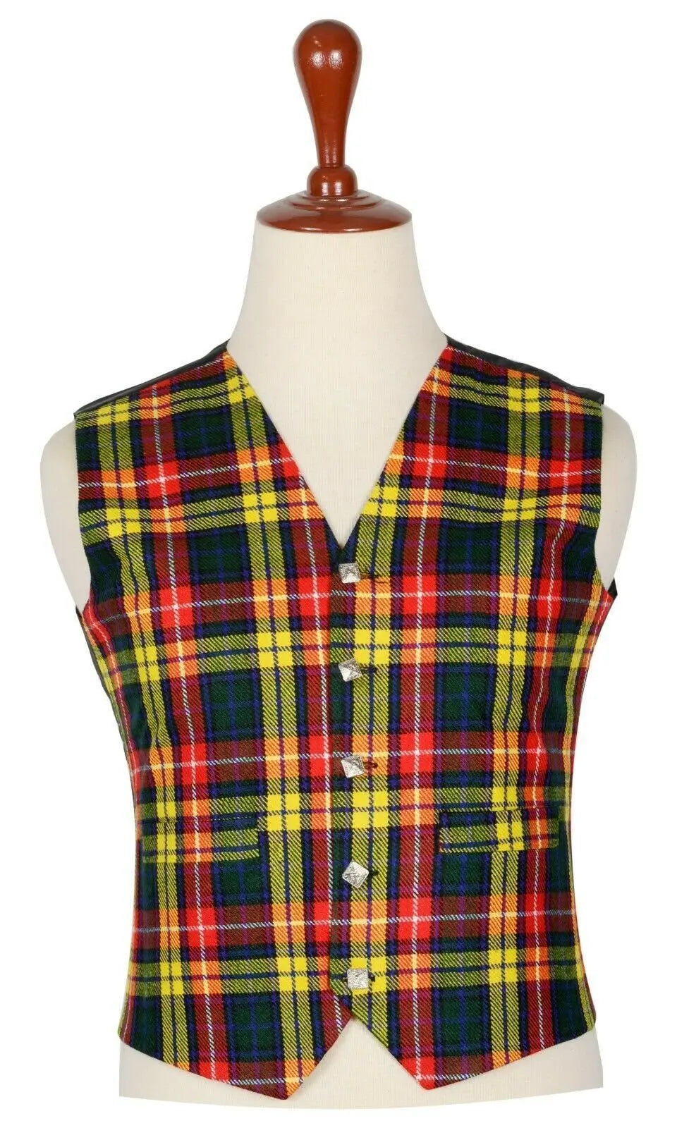Traditional Scottish Buchanan 5 Buttons Tartan Waistcoat