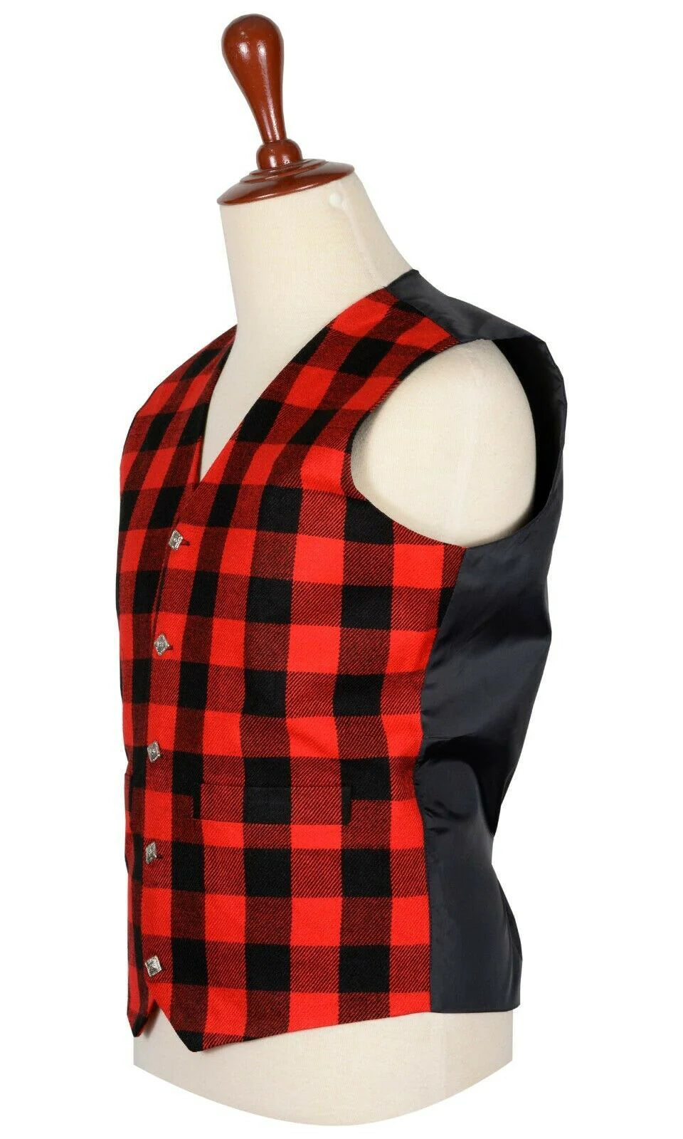 Traditional Scottish Bufallo 5 Buttons Tartan Waistcoat