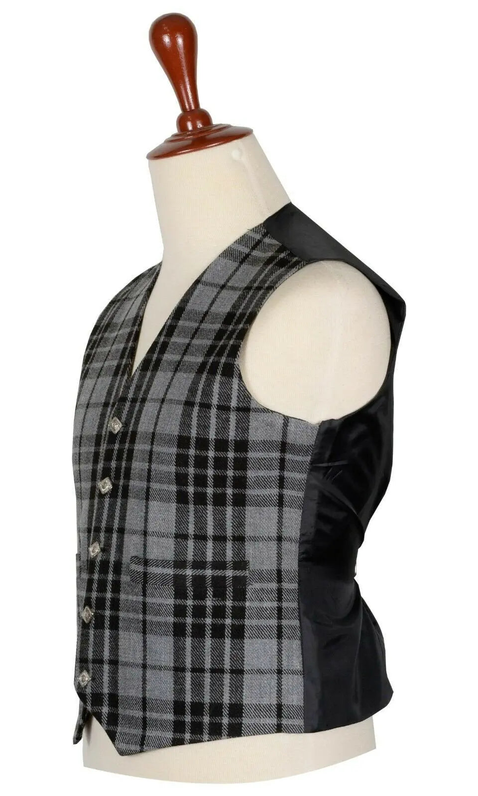 Traditional Scottish Grey Highlander 5 Buttons Tartan Waistcoat