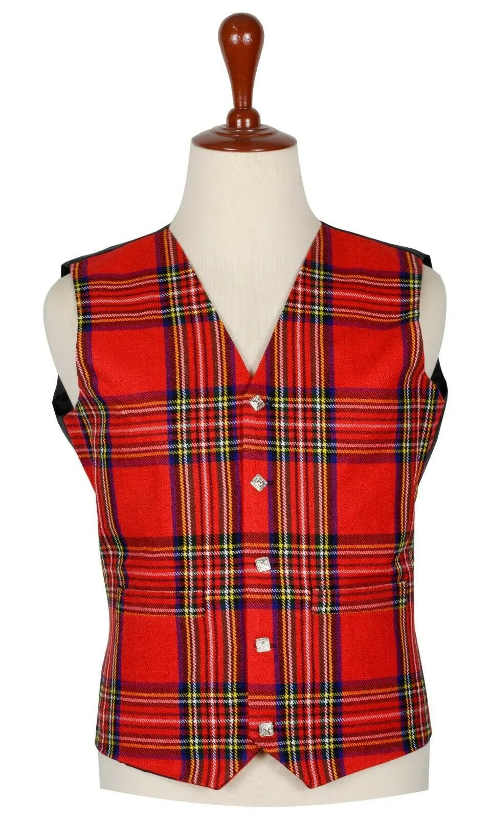 Traditional Scottish Royal Stewart 5 Buttons Tartan Waistcoat