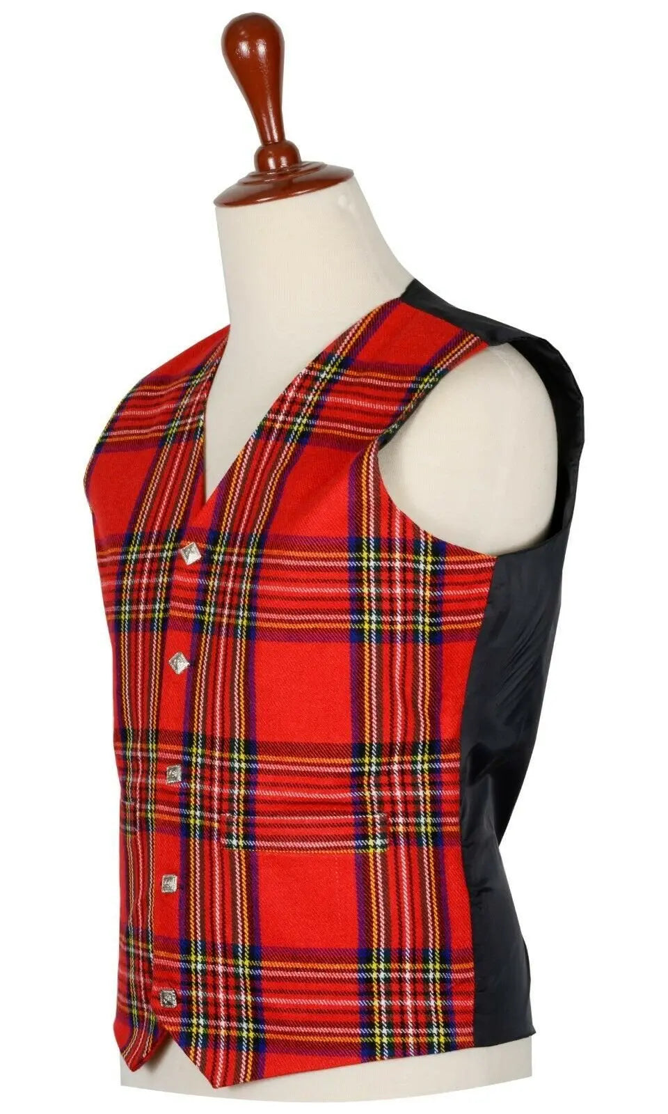 Traditional Scottish Royal Stewart 5 Buttons Tartan Waistcoat