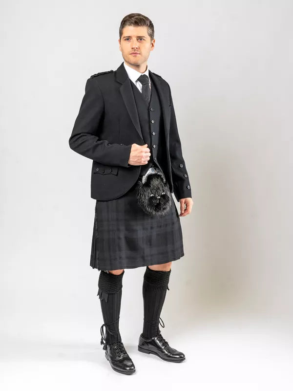 Strathearn Black Jacket Kilt & Waistcoat