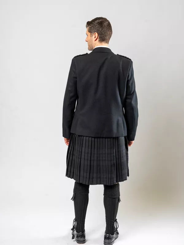 Strathearn Black Jacket Kilt & Waistcoat
