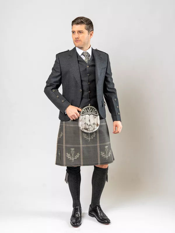 Strathearn Grey Jacket Kilt & Waistcoat