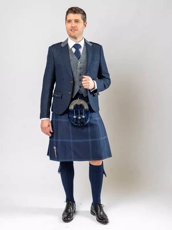 Navy Tweed Jacket Kilt & Waistcoat